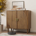 Walnut sideboard, freestanding dining cabinet with cable channel design, wooden storage cabinet with adjustable shelves