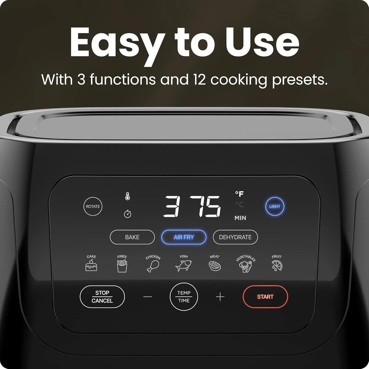 Chefman Compact 6.3-Quart Digital Air Fryer with Rotisserie, Dehydrator, and Convection Oven, 8 Touchscreen Presets