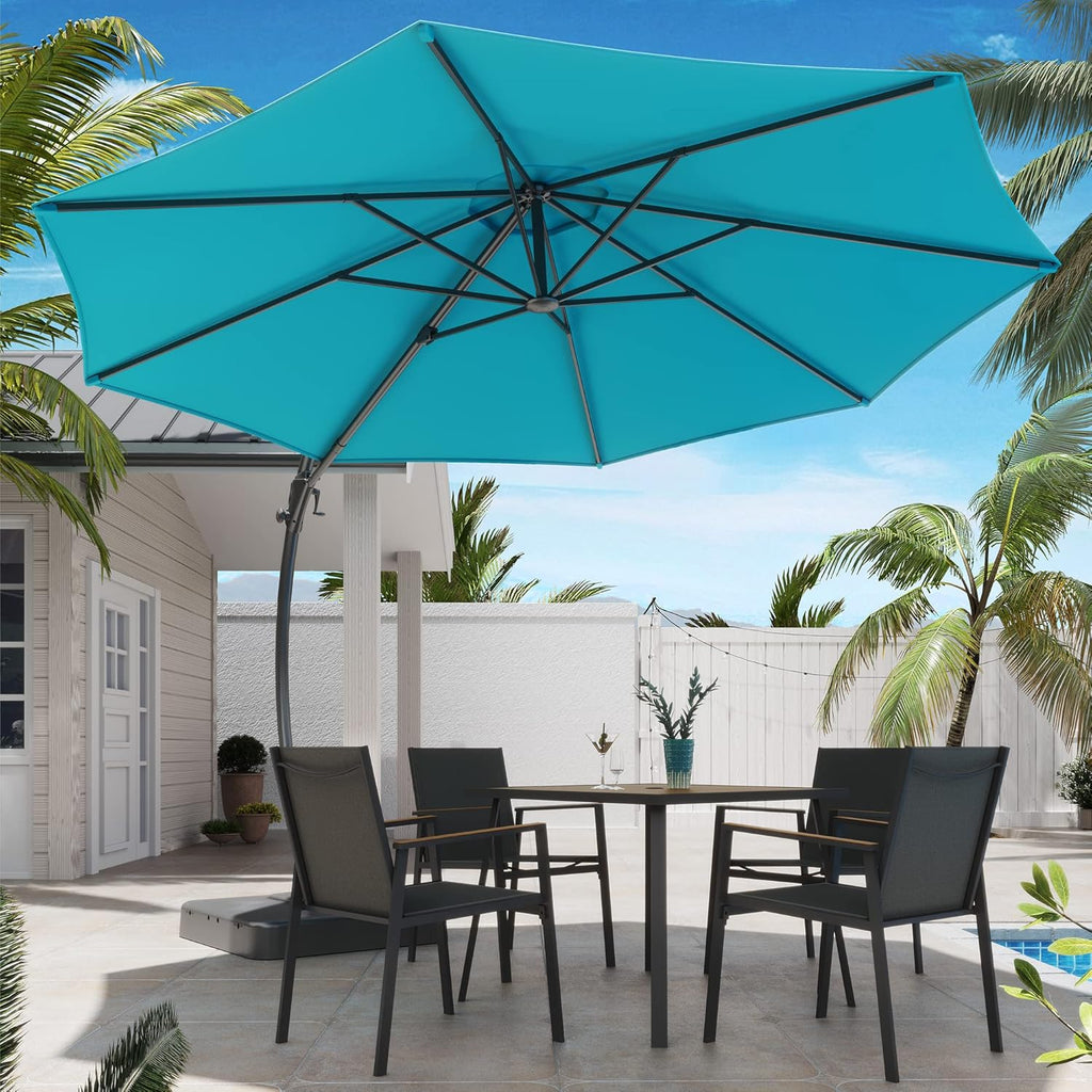 LAUSAINT HOME Outdoor Patio Umbrella with Base included 11 FT Deluxe Curvy Cantilever Umbrella