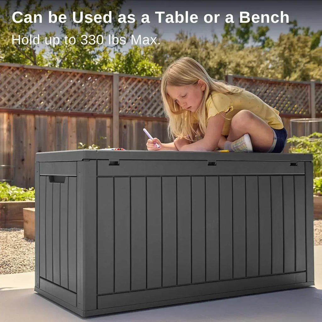 EAST OAK Outdoor Storage Box 60 Gallon Deck Box Indoor and Outdoor Use Waterproof Resin Storage