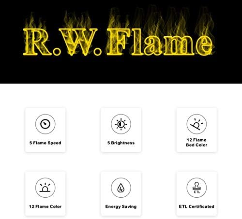 R.W.FLAME 60 Recessed and Wall Mounted Electric Fireplace, Low Noise, Fit for 2 x 6 Stud, Remote Control with Timer, Touch Screen, Adjustable Flame Color and Speed, 750-1500W