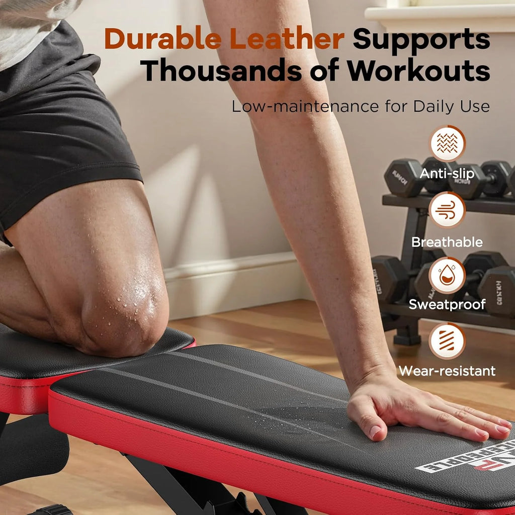 Basic Weight Bench for Home Gym, Foldable Workout Bench with 8 Backrests, 660LBS Weight Capacity Adjustable Bench