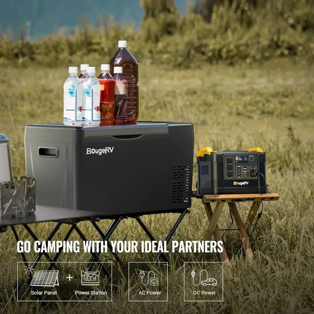 BougeRV 12 Volt Refrigerator 12V Car Fridge 23 Quart Portable Freezer Compressor Cooler