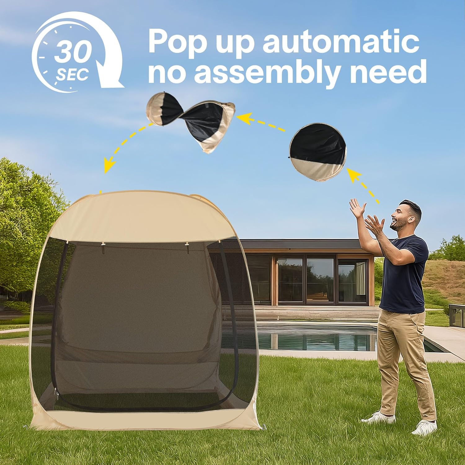 Screen gazebo sleeps 6-10-15 people Igloo-style canopy tent mosquito net on the sides Perfect