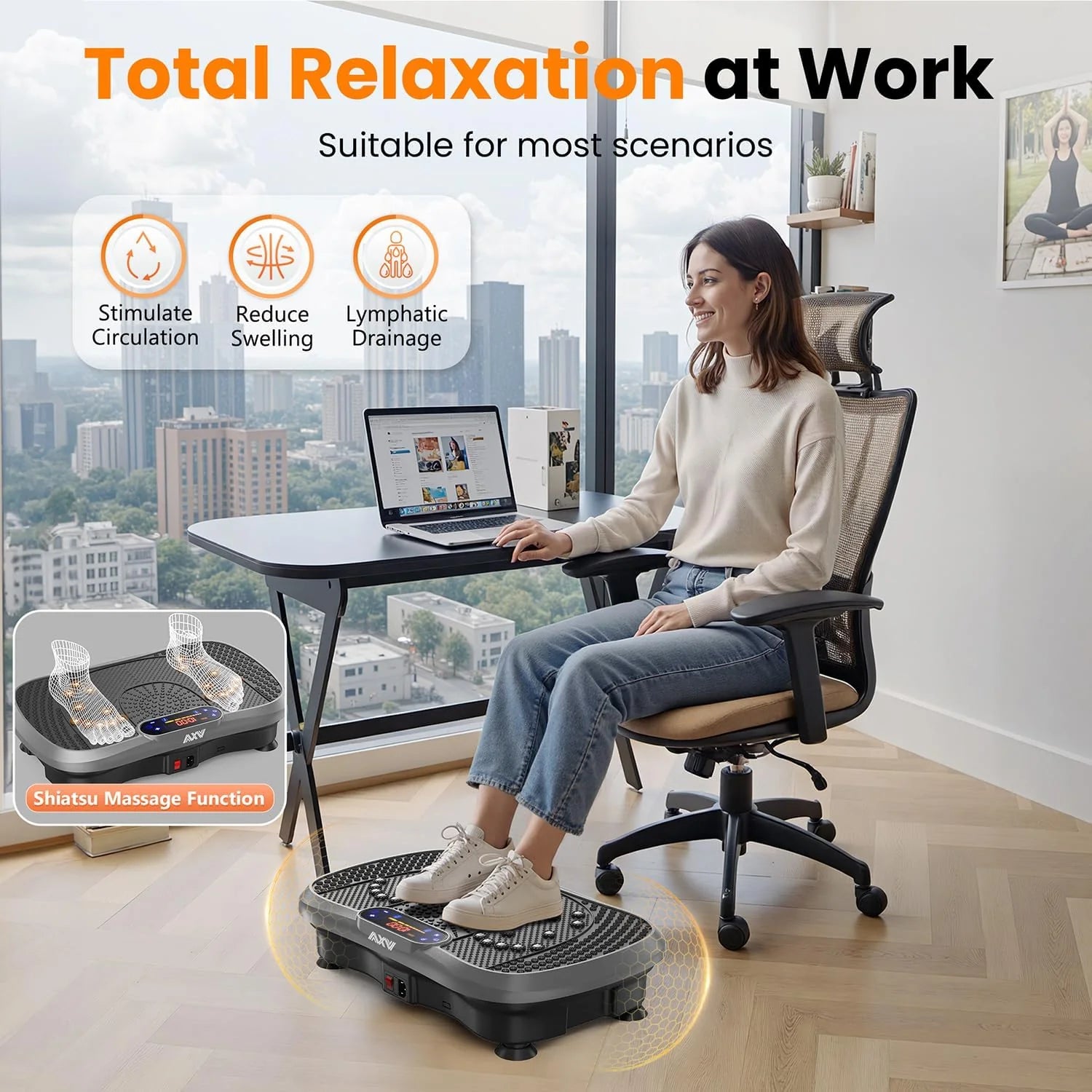 AXV Vibration Plate Fitness Platform Trainer Suitable for men and women to lose weight and burn fat at the gym