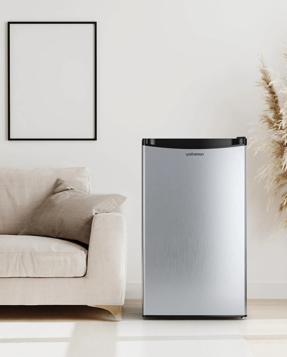 Upstreman 3.2 Cu.Ft Mini Fridge with Freezer, Single Door Mini Fridge, Dorm Fridge, Adjustable Thermostat, Mini Refrigerator