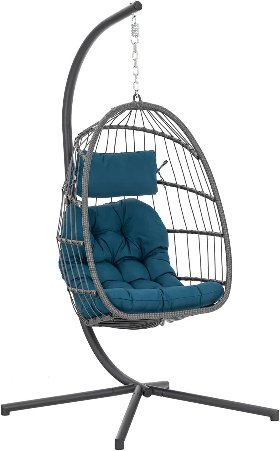Yechen Indoor Outdoor Egg Hanging Chair Patio Wicker Swing Egg Chair Indoor Swinging Chair