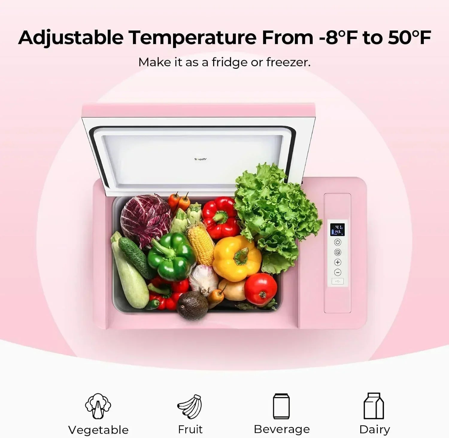 BougeRV 12 Volt Refrigerator 12V Car Fridge 23 Quart Portable Freezer Compressor Cooler