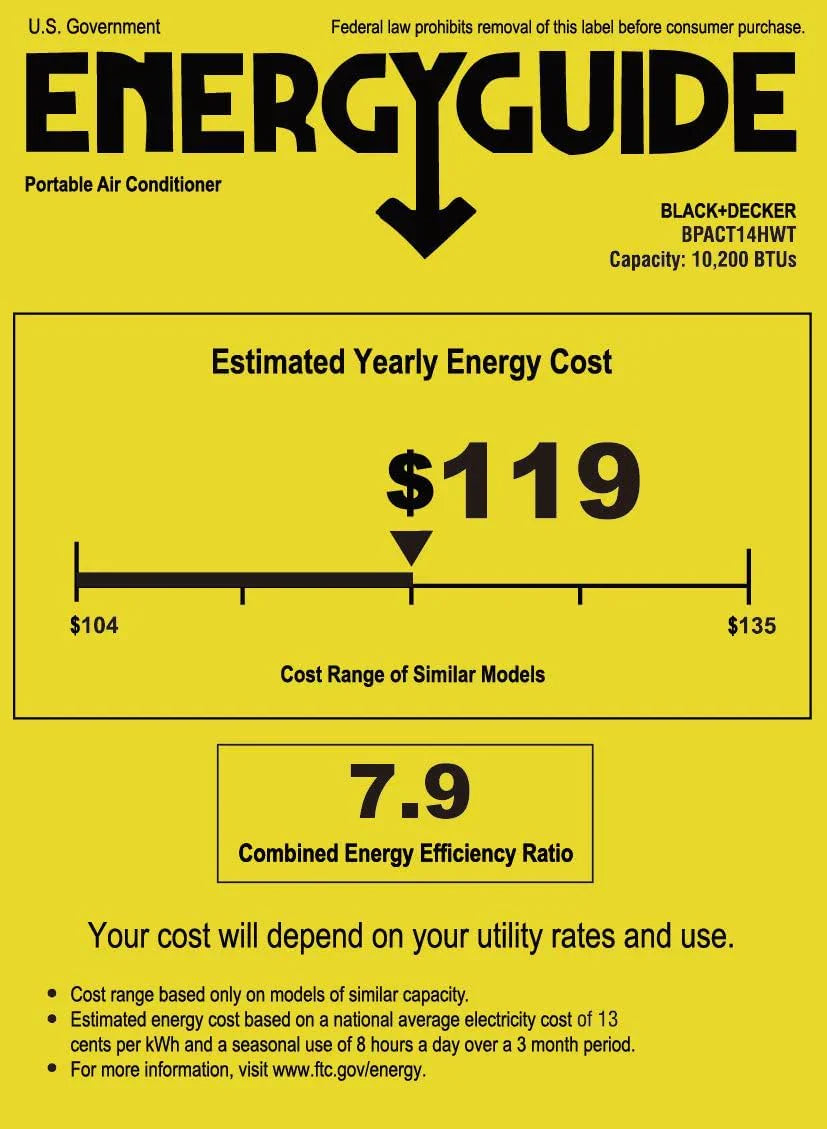 BLACK+DECKER 8,000 BTU Portable Air Conditioner for Rooms up to 350 Sq