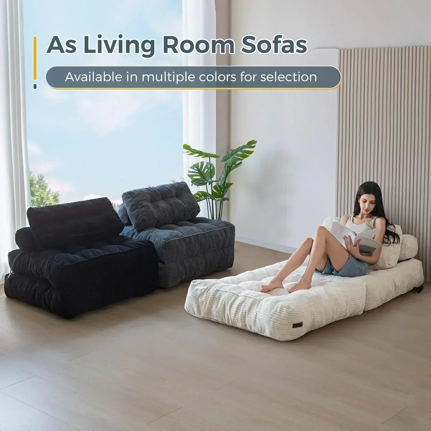 MAXYOYO Folding Sofa Bed Convertible Sleeper Chair with Pillow Foldable Mattress with Back Support