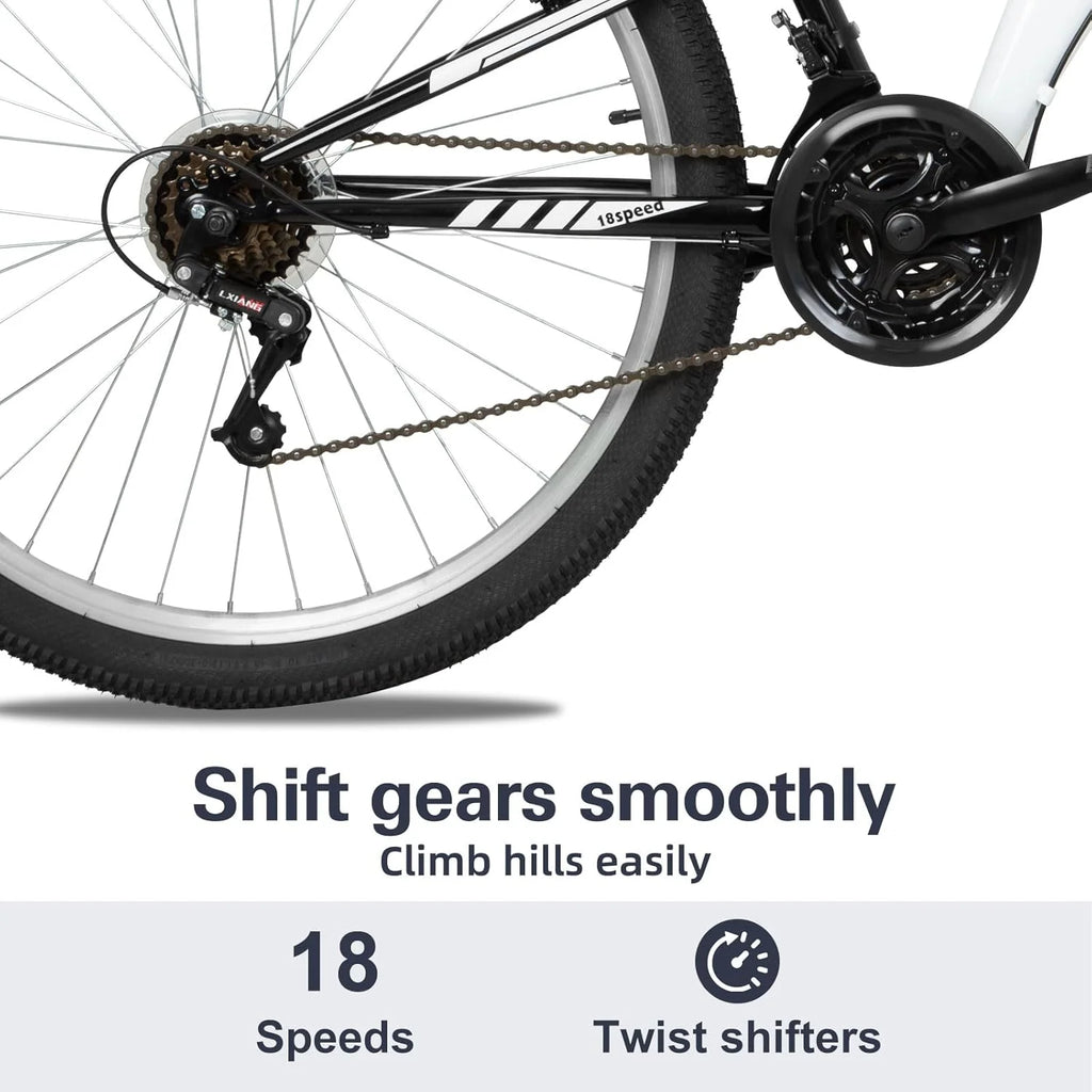 WEIZE Mountain Bike, 26 27.5 inch Outdoor Hybrid Bikes,18-Speed/High-Carbon Steel/Dual Full Suspension, Adjustable Ergonomic Seat for Men Women Adult, MTB Bicycle with Suspension Fork,Sleek Colors